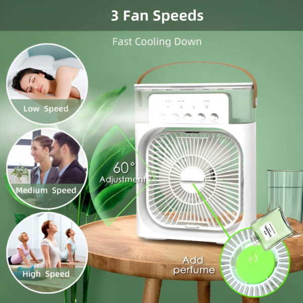 4 in 1 Portable Air Humidifier Cooling USB Fan with 7-Color Night Light - Image 2