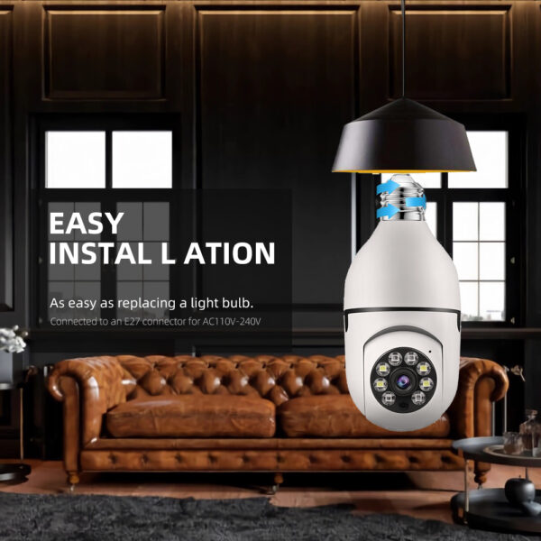 V380 1080P Wireless LED Bulb Camera with Full HD, Night Vision, Pan-Tilt-Zoom, and Two-Way Audio for Wide-Angle Security. - Image 3