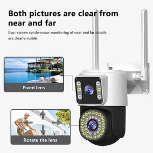 V380PR0 4K Ultra HD Dual Lens PTZ WiFi Camera with Night Vision, Two-Way Audio, and AI Human Motion Tracking for Complete Security.